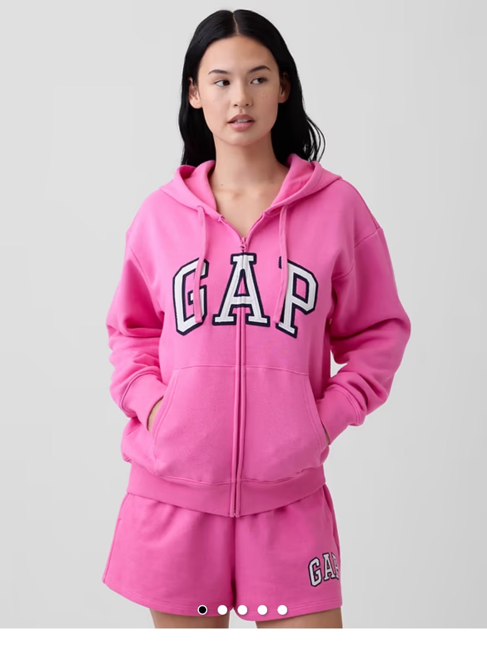 NWOT Gap Relaxed Logo Zip Hoodie Phoebe Pink Medium
